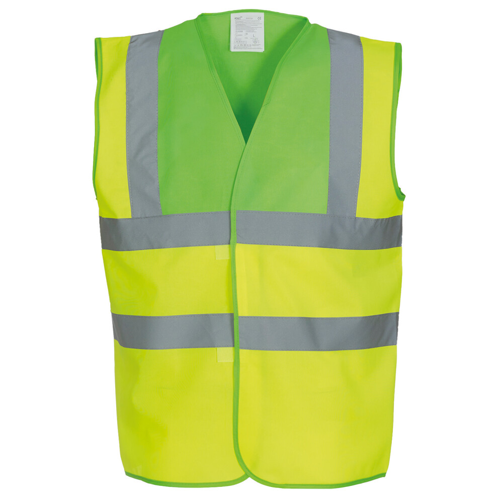 (Xl, Lime/Yellow) Yoko Unisex Adult Hi-Vis Contrast Trim Waistcoat 5063470457069
