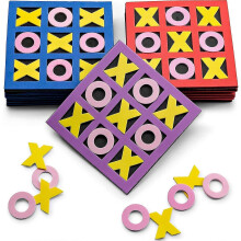 Tic Tac Toe - (bulk Pack Of 24) 5\" X 5\" Foam Tic-tac-toe Mini Board Game Toys In Neon Colors for Kids, Birthday Party Favors, Goody Bag Stuffers, Cl