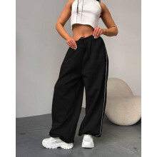(XL, black) Pantalones Casuales New Pink Embroidered Casual Pants For Women Loose And Comfortable Straight Elastic Waist Trousers 2026 New