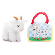 The Petting Zoo Get Stuffed Animal Plush och Väska Set, Gåvor till Barn, Vilt Djur Leksak, Vit Get Plush Toy