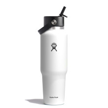 Hydro Flask Travel Water Bottle - Insulated Stainless Steel - Wide Straw Lid, Non Spill, Leakproof in 40 Oz White