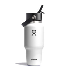 Hydro Flask Travel Water Bottle - Insulated Stainless Steel - Wide Straw Lid, Non Spill, Leakproof in 24 Oz White