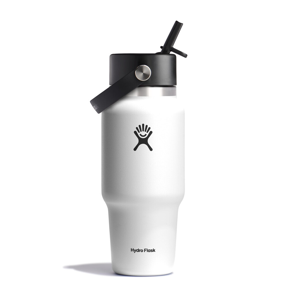 Hydro Flask Travel Water Bottle - Insulated Stainless Steel - Wide Straw Lid, Non Spill, Leakproof In 24 Oz White