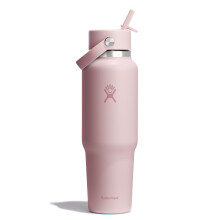 Hydro Flask Travel Water Bottle - Insulated Stainless Steel - Wide Straw Lid, Non Spill, Leakproof in 40 Oz Trillium Pink