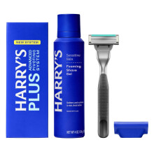 Kit de Afeitado Harry's Plus para Hombres - Mango Premium, Cuchilla, Gel de Afeitar y Funda de Viaje - Sistema Avanzado