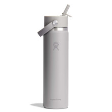 Hydro Flask Water Bottle - Insulated Stainless Steel - Wide Mouth Flex Straw Lid, Non Spill, Leakproof and Refillable in 24 Oz Tonal Birch
