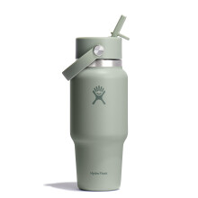 Hydro Flask Travel Water Bottle - Insulated Stainless Steel - Wide Straw Lid, Non Spill, Leakproof in 24 Oz Agave Green
