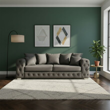 (Steel, 3 Seater) Plush Velvet Sofa 2 Seater & 3 Seater Sofa Couches Ashton Scatter Back 5 Seater Corner