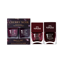 Nails Inc It's Topless Gel-Like Duo de Esmalte Cherry Noir, 4 en 1 Base, Tratamiento, Color y Top Coat