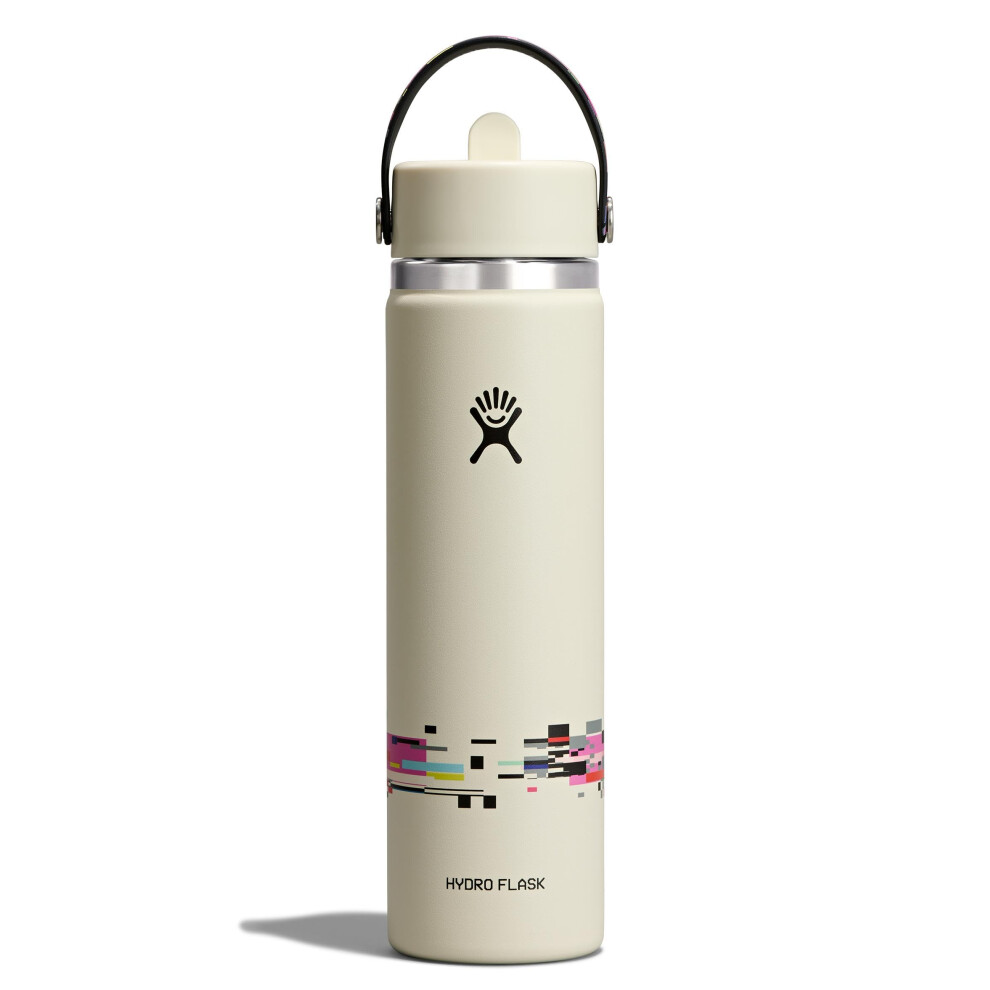 Hydro Flask Water Bottle - Insulated Stainless Steel - Wide Straw Lid, Non Spill, Leakproof In 24 Oz Glitch White