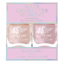 Nails Inc Duo de Esmalte 45 Segundos Rápido Secado, Brillo Alto, Glitter e Iridiscente