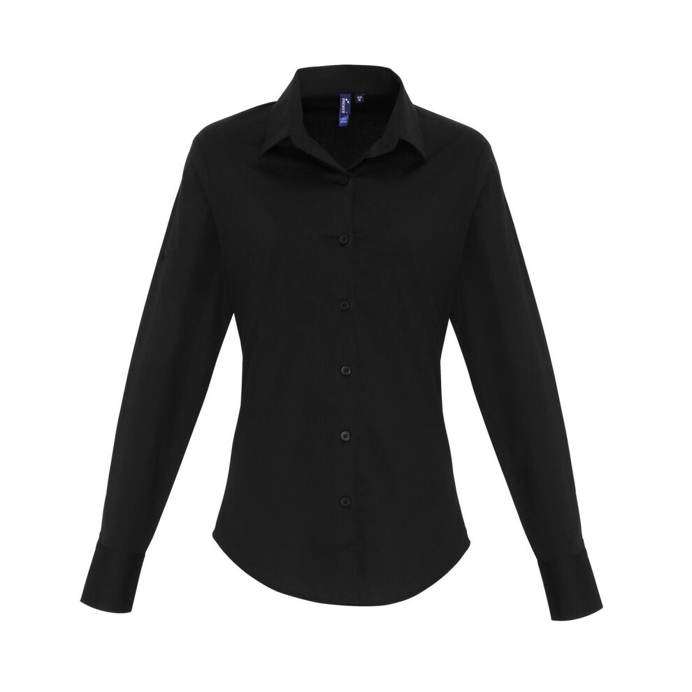 Premier (18 Uk, Black) Womens/Ladies Poplin Stretch Long-Sleeved Shirt