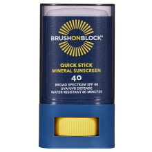 Brush On Block Quick Stick SPF 40, Mineral Solskyddsstift, UVA/UVB Skydd, Vattenresistent, Hawaii Godkänd, Revvänlig, 0.63 oz