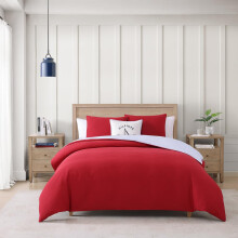 Tommy Hilfiger - Duvet Set, Supermjuk sänglinne med matchande örngott, Röd (Micro Pique, King)