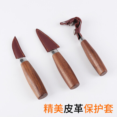 (black walnut (round handle) 6-piece set) Wood Carving Tools Set 6Pcs Black Walnut Handle Wood Scrapers Stainless Curved Gouges for Pattern Carving 1