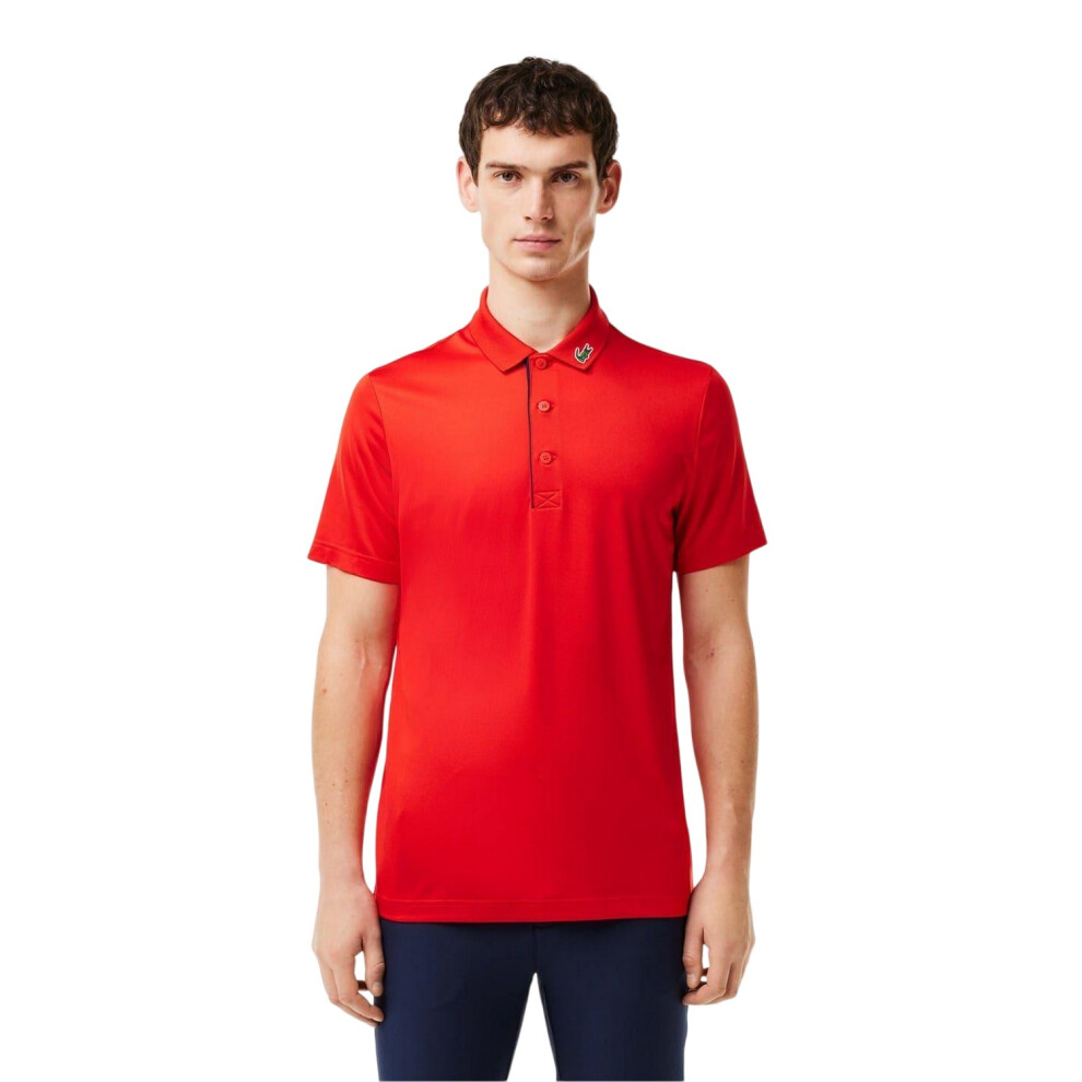 Lacoste (Xs, Redcurrant/Navy) Mens Crocodile Polo Shirt