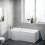 NES Home Nes Home P Shaped Left Hand 1500mm Curved Shower Bath Acrylic & Front Panel 1