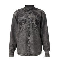 (M, Black/Grey) Diesel Mens Gils Denim Shirt