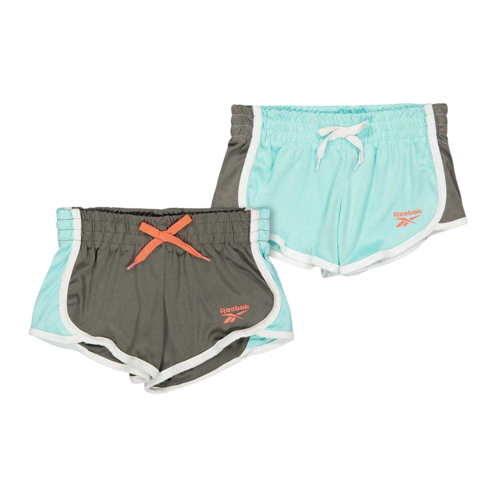 Reebok (5-6 Years, Aruba Blue) Girls Shorts (Pack Of 2)