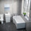 NES Home Nes Home P Shaped Left Hand 1500mm Curved Shower Bath Acrylic & Front Panel 3
