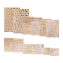 12 Vellen Letterharsstickers, Kleine Alfabetnummerstickers, Legering, Zelfklevend, Goud en Zilver, 3 Mm / 4,5 Mm Hoog