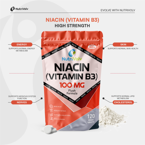 NutriVolv Niacin 100mg Vitamin B3 Tablets 120 Pack 1