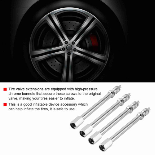 4Pcs 100mm Chrome Valve Extenders for Tyres 1