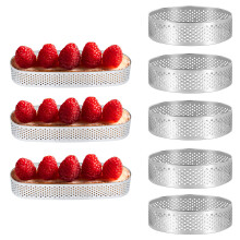 8pcs Dessertringe, Kuchenform Perforiert, HitzebestäNdigkeit und Ohne Geruch TartlettföRmchen, Oval Rund Kuchenform Tartelette