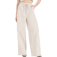 Zylioo Damenhosen Sommer Lang Weite Bein Baumwolle Leinen Beige M — zylioo damenhose, leinenhose sommer, weite hosebeine, baumwoll leinen hose