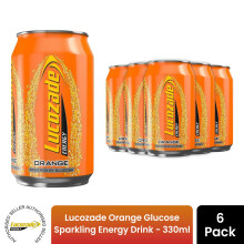 Lucozade Energy Orange Sparkling Glucose Drink 6x330ml Pack