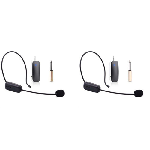 2X New 2 in 1 Handheld UHF Wireless Microphone Professional -Wear Mic Volume Amplifier for Speech Teaching