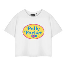 (M, White) Polly Pocket Womens/Ladies Retro Logo Crop T-Shirt