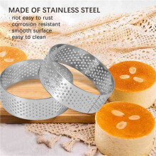 20Pcs 6cm Circular Tart Ring Pizza Dessert DIY Stainless Steel Perforation Fruit Pie Cake Mousse Molds Baking Mould Tool