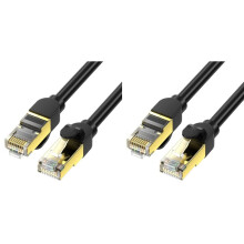 2X Cabo Ethernet Cat8 40 Gbps 1,5 M 2000 MHz de Alta Velocidade para Internet com Blindagem Dupla para Roteador de PC para PS5