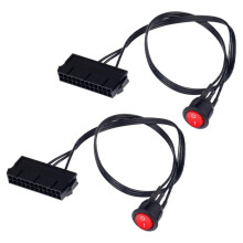 2pcs 50cm Cable Copper Tin Wire 24-Pin Female ATX PSU PC Power Supply Tester Start Jumper with /OFF