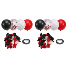 Red and Black Balloons, 134pcs 12 Inch Black White Red Confetti Gathering Balloons with Ribbons for Birthday, Wedding