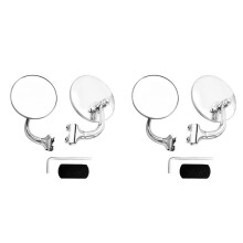 4Pcs Vintage Classic Car Silver Round Side Mirror Kit Retro Front and Rear View Mirror Reflective Mirror