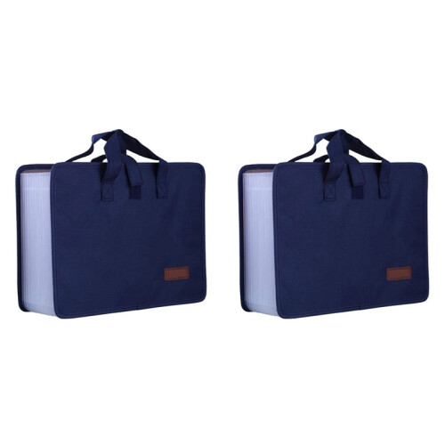 2X 13 Pockets Expander File Folder Document Organizer with Handle A4 Size Capacity Accordion File Organizer Dark