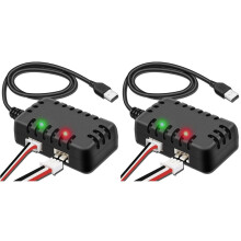 2X Chargeur de Batterie LiPo 7,4 V - Chargeur D'Équilibrage pour Voitures RC avec Câble USB 2 en 1 et Prise XH-3P 1 A pour Batteries 2S