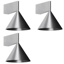 3X Nordic Brushed Metal Small Wall Lamp, Living Room, Study, Dining Room, Decorativecone-Shaped Wall Lamp Silver