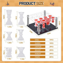 Schachfiguren-DIY-Set Beinhaltet 2 Schachfigurenhalter und 32 Schachformen für Epoxidharz, Metallhalter, Schachformen