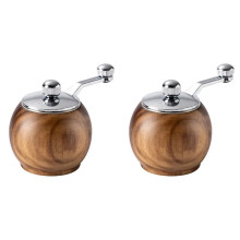 2X Handkurbel-Salz- und Pfeffermühle Aus Holz, Mehrzweck-Pfeffermühle, Grill-Gewürzmühle, Küchen- und Kochwerkzeug