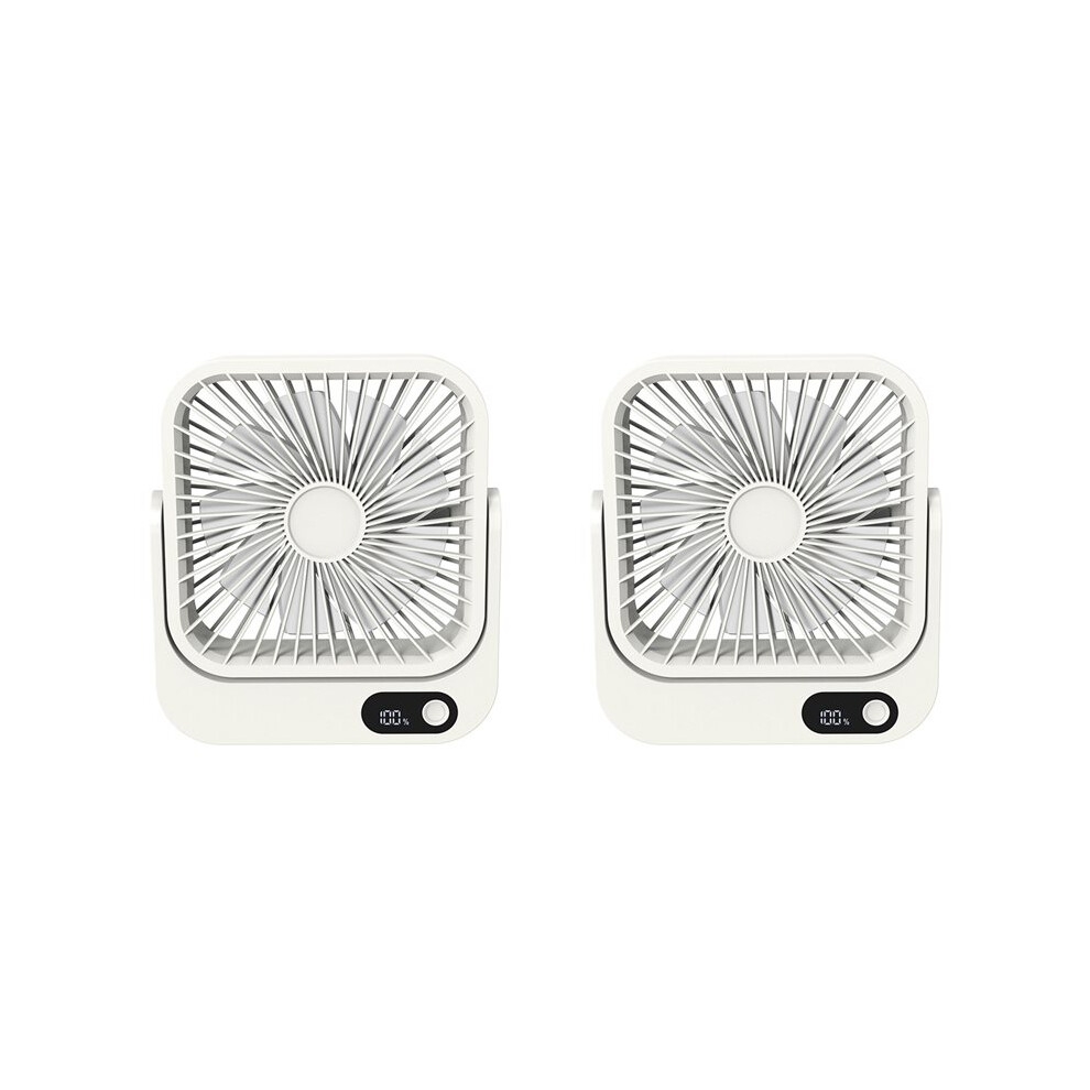2X Portable Magnetic Fan For Cruise Ship With 5000Mah Usb Rechargeable Battery For Travel Kitchen Office Stateroom White 4713811723551