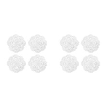 8PCS 8.6 Inch Doilies Crochet Round Lace Doily Handmade Placemats Cotton Crocheted Coasters (White)