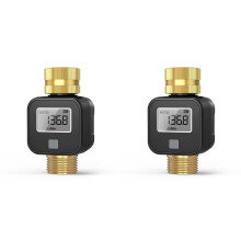 2X Water Flow Meter with Brass Metal Thread, Measures Ideal for RV Water Tank Filling, Garden Hose Watering