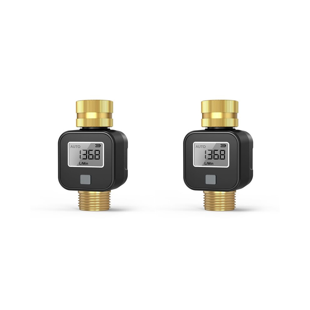 2X Water Flow Meter With Brass Metal Thread, Measures Ideal For Rv Water Tank Filling, Garden Hose Watering 6032049318789