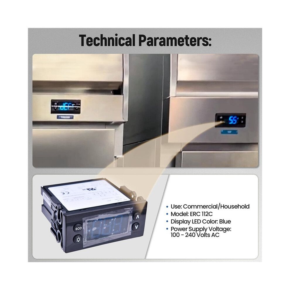 2X Erc112c Temperature Controller Kit, Electronic Refrigeration Controller With Sensor Compatible With 080G3491 4714134544731