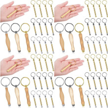Kit de 48 Porte-Clés pour Tournage sur Bois, Accessoires de Tournage sur Bois, Mandrin, Porte-Clés pour le Travail Du Bois, Cadeaux
