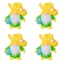 4X Leuk Paaskaboutercadeau, LED-Verlichte Kabouterlamp met Hoed, Kabouterbinnendecoratie voor Thuis Geel