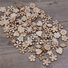 300Pcs Wood Discs Slices Flower Shape Unfinished Wooden Cutouts DIY Decoration